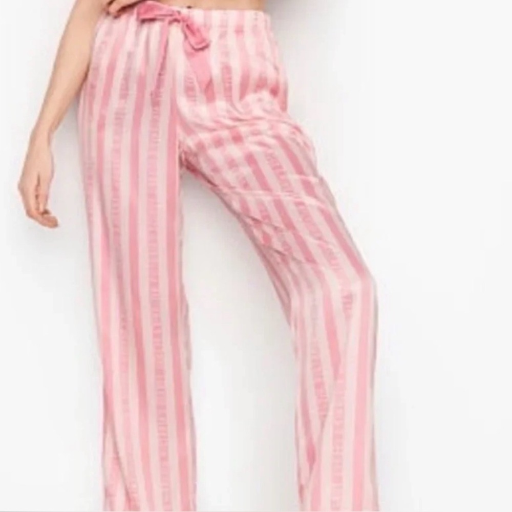 Pink Striped Satin Lounge Pants